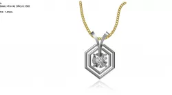 Hexagon Shaped Silver Pendant With Diamonds 3D print model
