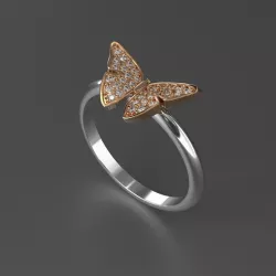 jewelry diamond beautiful ring butterfly 3d printed model 3D print model