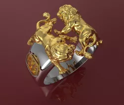 Lion Ring Mens  3D print model