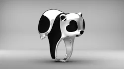 Panda ring  Enamel Nature jewelry Animal jewellery 3dm stl file 3D print model