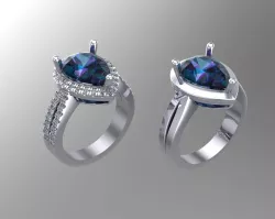 Pear diamond golden rings NN107 3D print model