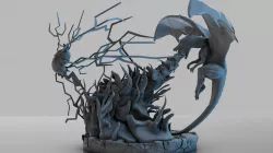 Pokemon Charizard Vs Pikachu Fire And Thunder Battle 3D print model