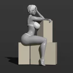 Pretty girl sits on boxes 3D print model
