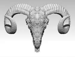 Ram skull carved high detailed 3d print 3D print model