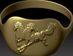 Ring with the drawing of a horse  3D print model