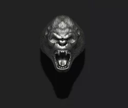 Roaring angry Gorilla ring 3D print model