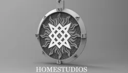 RUNIC PENDANT STAR SUN AND COMPAS with GEMS 3D print model