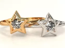 Star shape ring with round gemstone 3D print model