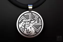 talisman Kolovrat pendant with wolf  3D print model