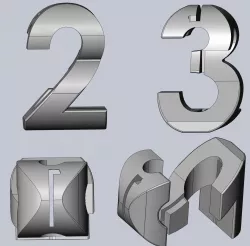 1-2-3 3-Way Perspective Text Geometry Gimmick 3D print model