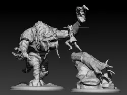 Ahsoka and the Rancor 3D print model