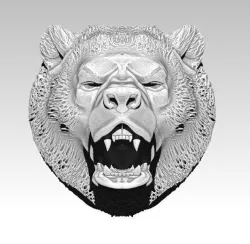 Angry bear head grizzly 3D print model