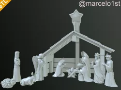 Birth of Jesus or Manger Scene or Presepio or Christmas Crib 3D print model