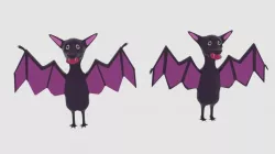  Cartoon Bat  Low-poly  3D model
