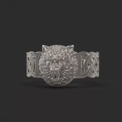 Celtic bracelet with a realistic wolf  head  3D print model