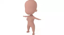 Chibi Female Base Mesh Low-poly  3D model