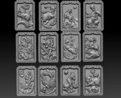 Chinese zodiac signs 3D print model
