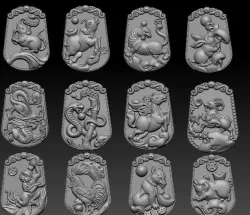 Chinese zodiac signs 3D print model