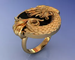 Circulos Carrera Ring with Black Onyx 3D print model