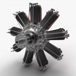 Clerget 9B rotary engine 3D model