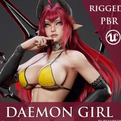 Daemon Girl - Game Ready Low-poly  3D model