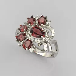 Design ring with rubies and diamonds 3D print model