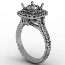 Double cushion halo engagement ring with knife edge shank 3D print model