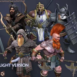 Dwarves Warriors Light Version Low-poly  3D model