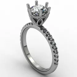 Engagement ring with patterned basket 3D print model