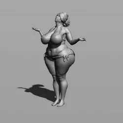 Fat woman standing 3D print model