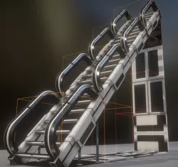 Futuristic Stairs Collection White Plastic Low-poly  3D model