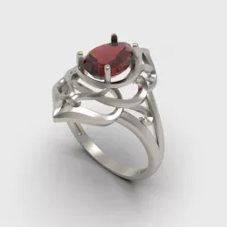 Gold ring design with ruby pear 3D print model