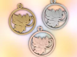 grape leaf and vine jewelry pendant 3D print model