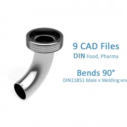 Hygienic Bends 90 degrees - DIN11851 Female x Welding end -  3D model