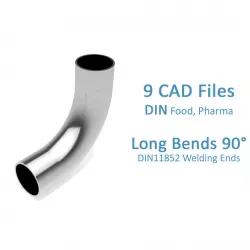 Hygienic Bends 90 Degrees - DIN11852 Welding Ends -  3D model