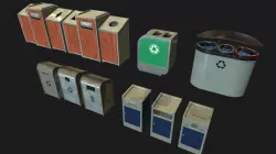 Industrial Small Trash Recycle Bins Low-poly  3D model
