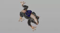 Jewel Frog Sculpture Diamond Sapphire Emerald stones cut round 3D print model