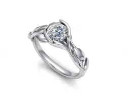 Leaves 6mm stone Engagement ring Printable 3d model 3D print model