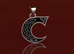 Letter pendant 3 with celtic pattern 3D print model