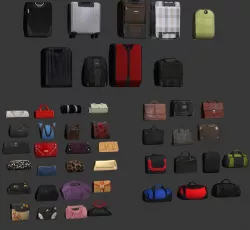 Low poly Bags and suitcases Low-poly  3D model