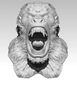Monkey Gorrila Angry head bust 3D print model