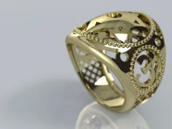 Ornamental Hindu Star of David Judaica Signet Ring 3D print model