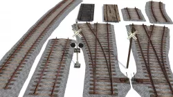 Railroad Track Pack Low-poly  3D model