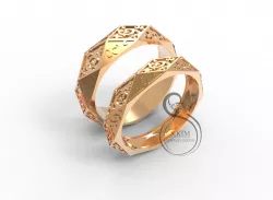 Rhomb wedding rings for bride and groom 3D print model