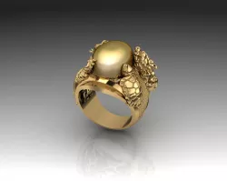 Ring 3D print model with Four Holy Beasts 3D print model