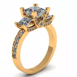 Ring with 3 square stones 3D print model
