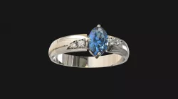 Ring with gemstone and diamonds 3D print model