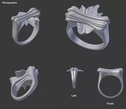 Ring with leaf 3D print model