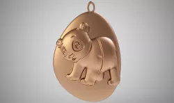 Rock Panda Necklace 3D print model