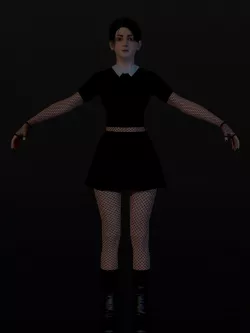 School Goth girl Low-poly  3D model